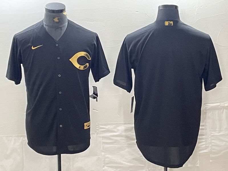 Men Cincinnati Reds Blank Black gold 4 th generation Nike 2024 MLB Jersey style 1